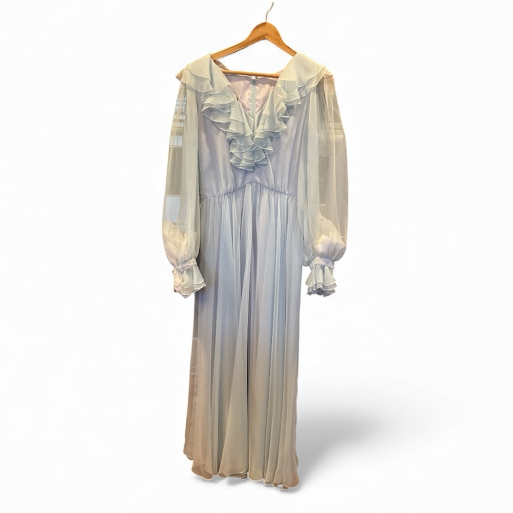 Jill Richards Dress Women’s Sz 12 Pale Blue Chiffon Cocktail Wedding Ethereal